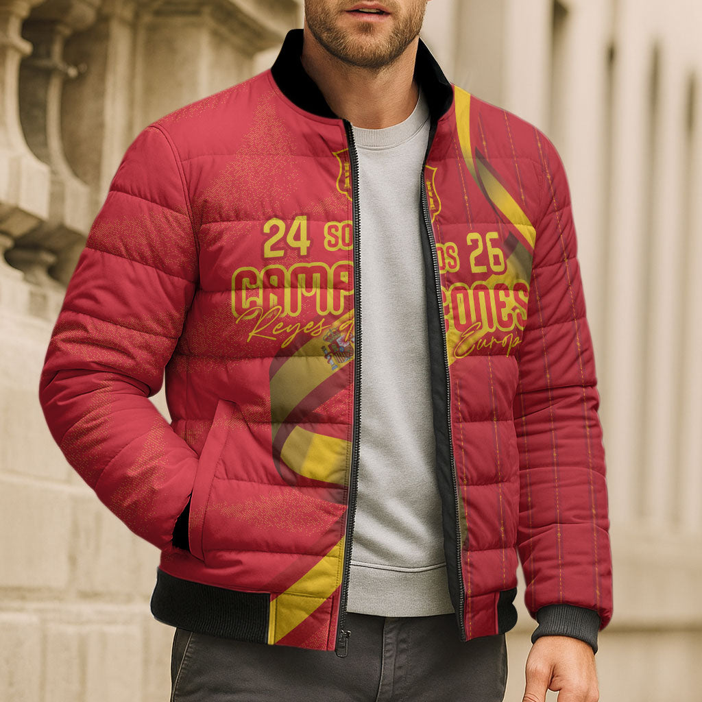 Custom Spain Football Bomber Puffer Jacket World Champions and Kings of Europe