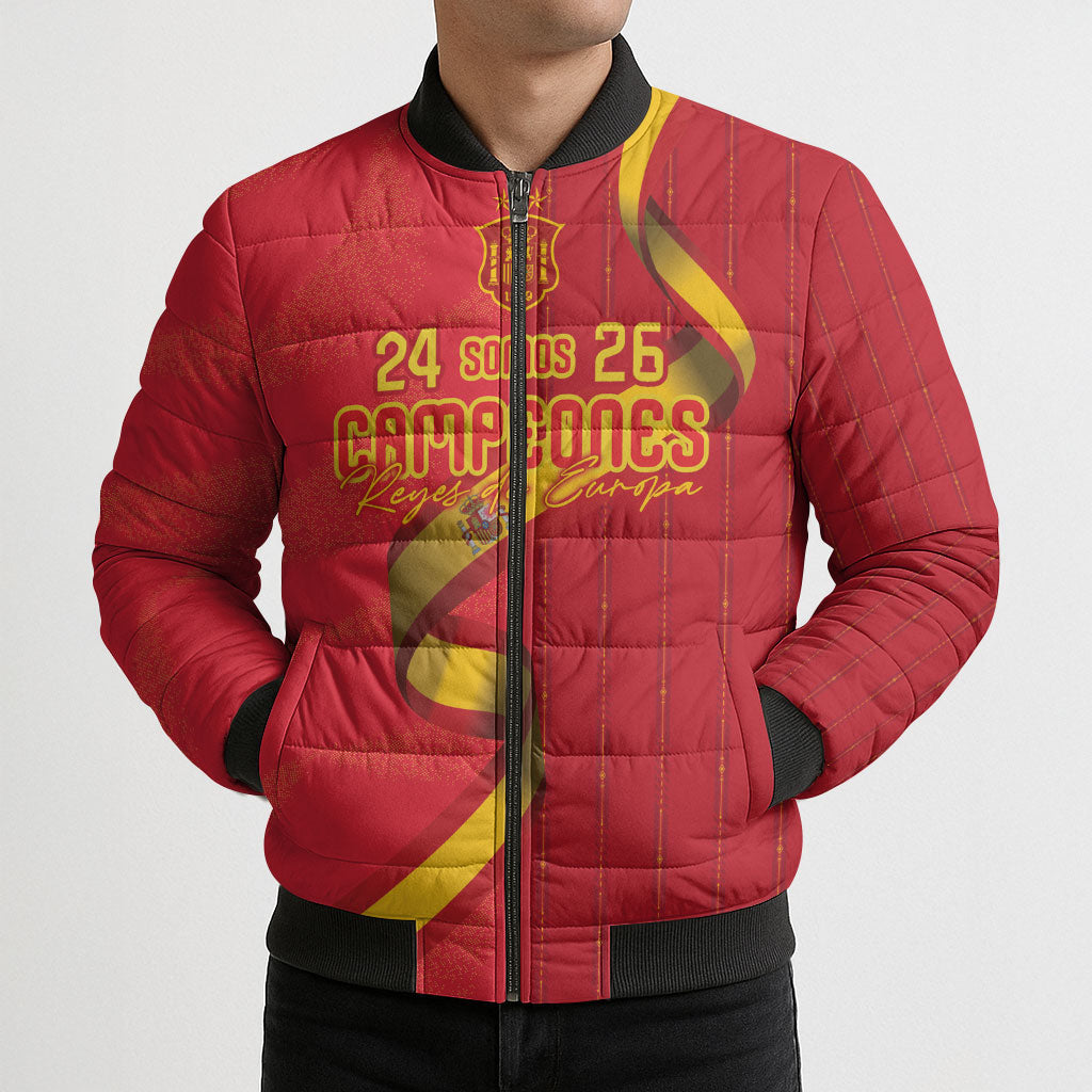 Custom Spain Football Bomber Puffer Jacket World Champions and Kings of Europe
