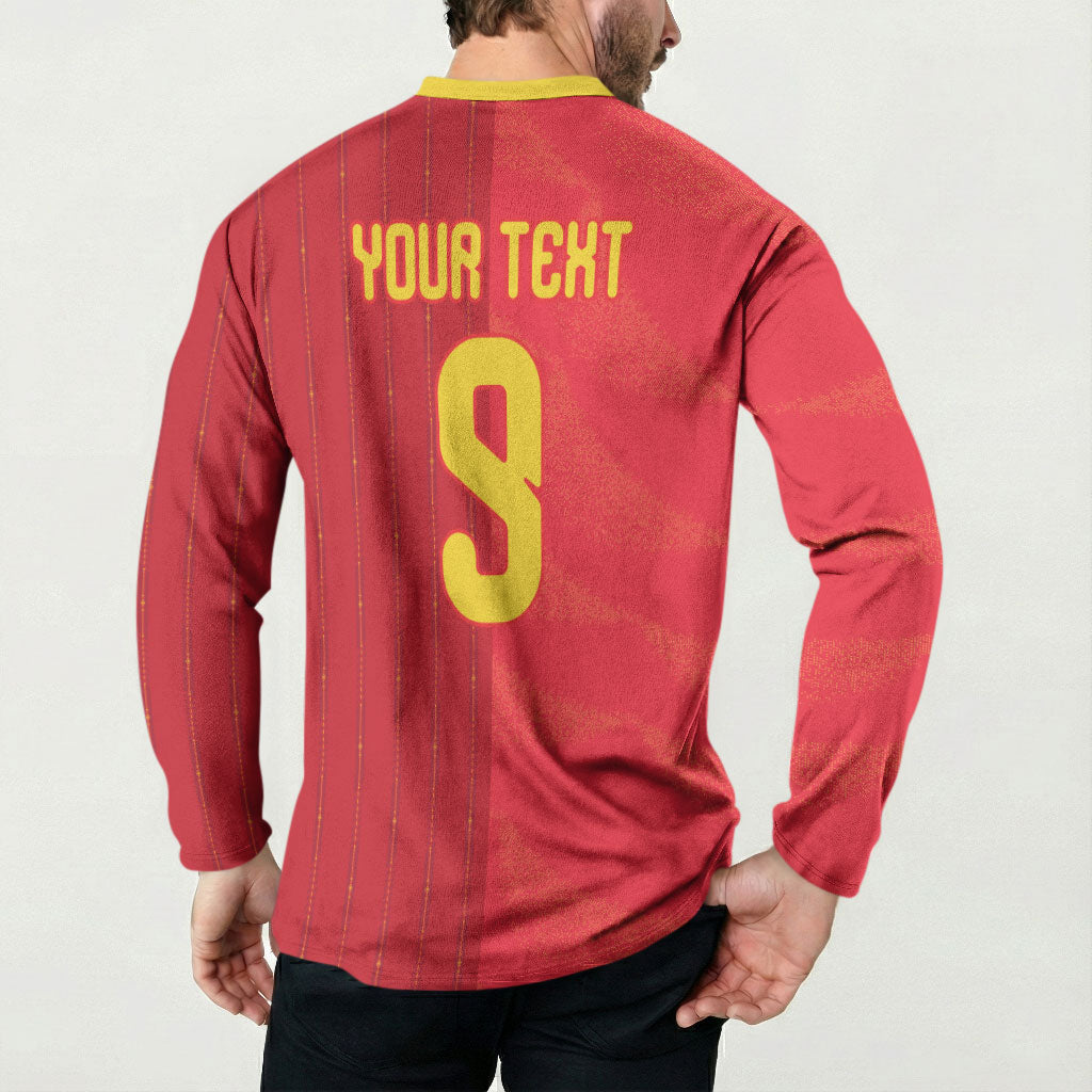 Custom Spain Football Button Sweatshirt World Champions and Kings of Europe