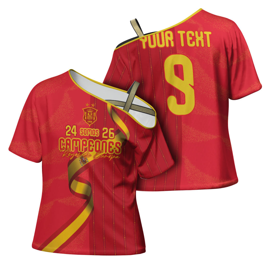 Custom Spain Football Cross Shoulder Shirt World Champions and Kings of Europe