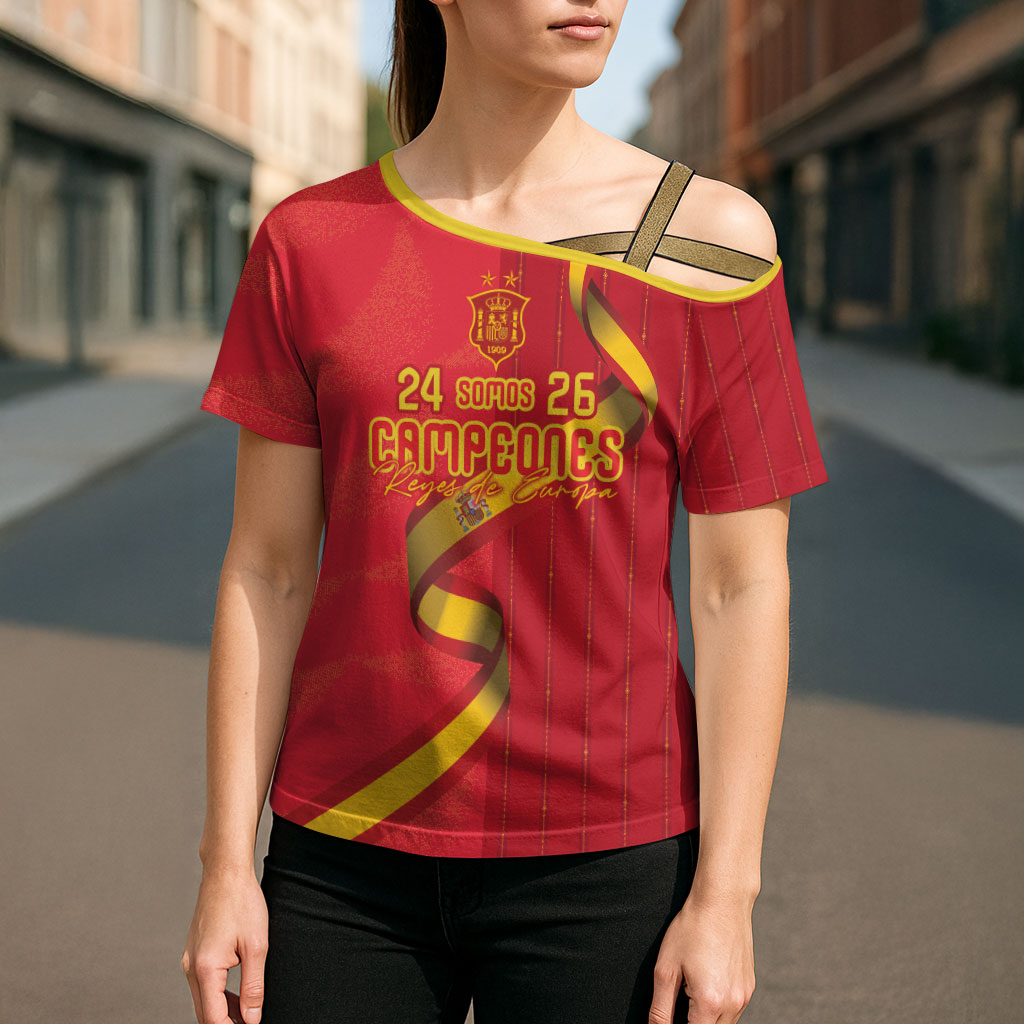 Custom Spain Football Cross Shoulder Shirt World Champions and Kings of Europe