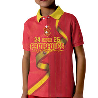 Custom Spain Football Kid Polo Shirt World Champions and Kings of Europe