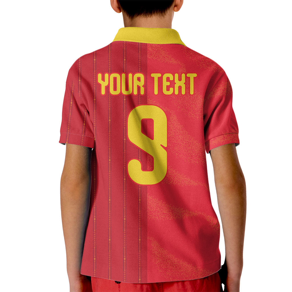 Custom Spain Football Kid Polo Shirt World Champions and Kings of Europe