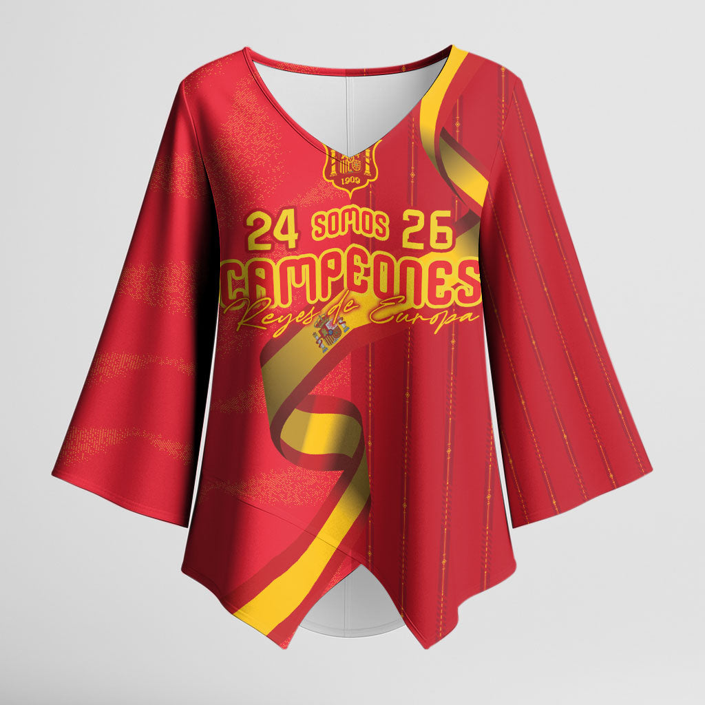 Custom Spain Football Kimono Sleeve Blouse World Champions and Kings of Europe