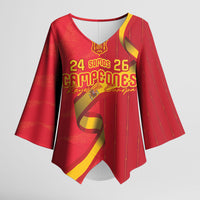Custom Spain Football Kimono Sleeve Blouse World Champions and Kings of Europe