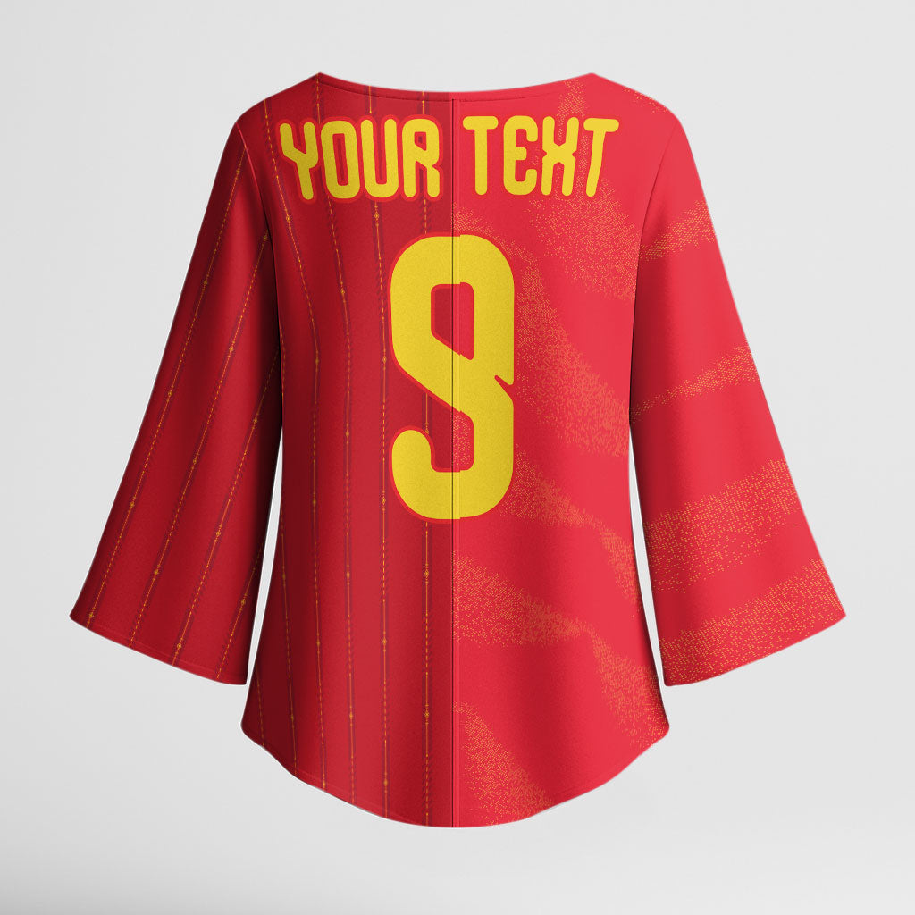 Custom Spain Football Kimono Sleeve Blouse World Champions and Kings of Europe