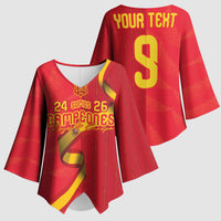 Custom Spain Football Kimono Sleeve Blouse World Champions and Kings of Europe