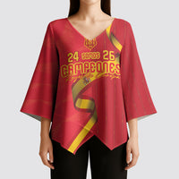 Custom Spain Football Kimono Sleeve Blouse World Champions and Kings of Europe