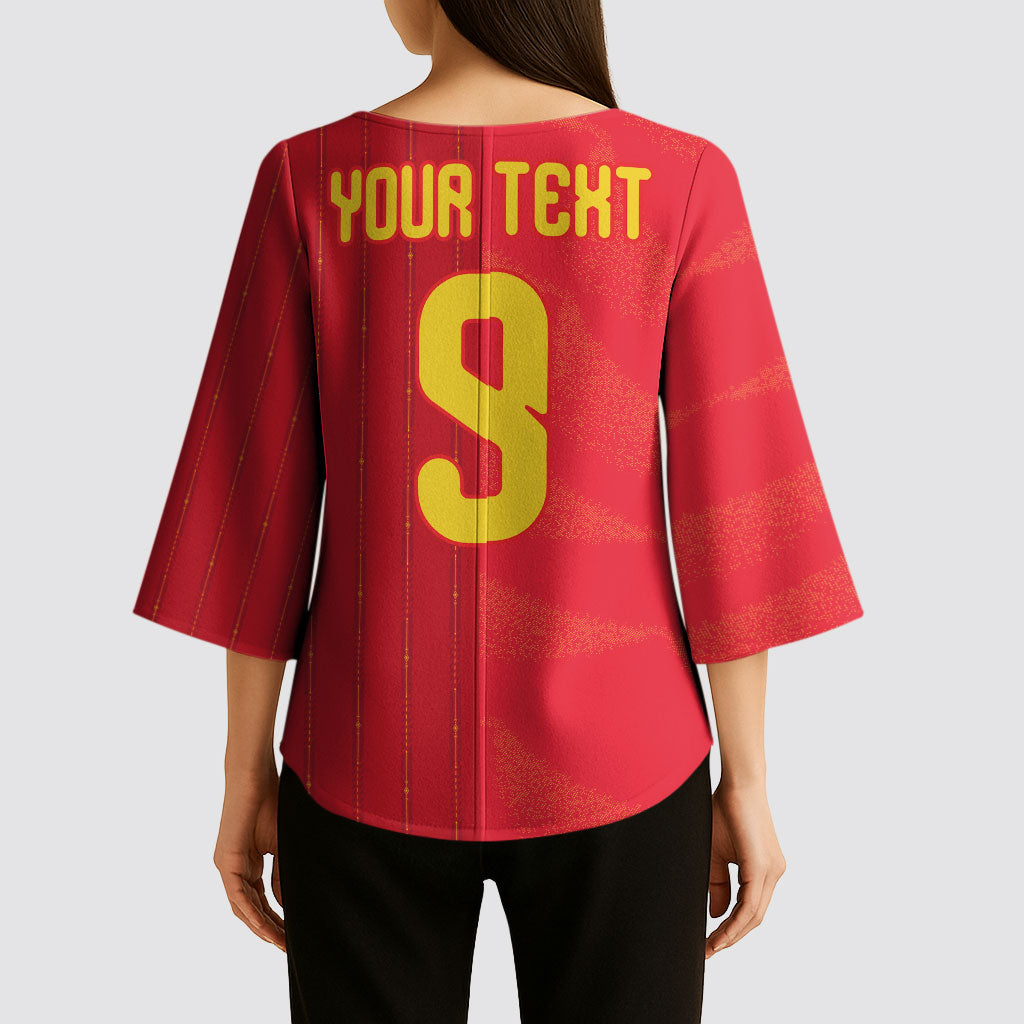 Custom Spain Football Kimono Sleeve Blouse World Champions and Kings of Europe
