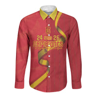 Custom Spain Football Long Sleeve Button Shirt World Champions and Kings of Europe