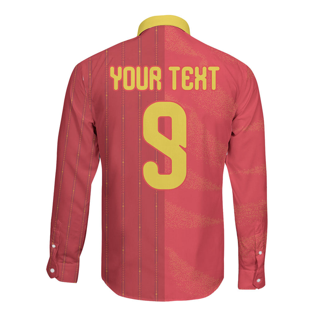 Custom Spain Football Long Sleeve Button Shirt World Champions and Kings of Europe