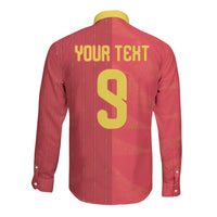 Custom Spain Football Long Sleeve Button Shirt World Champions and Kings of Europe