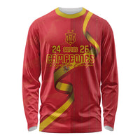 Custom Spain Football Long Sleeve Shirt World Champions and Kings of Europe