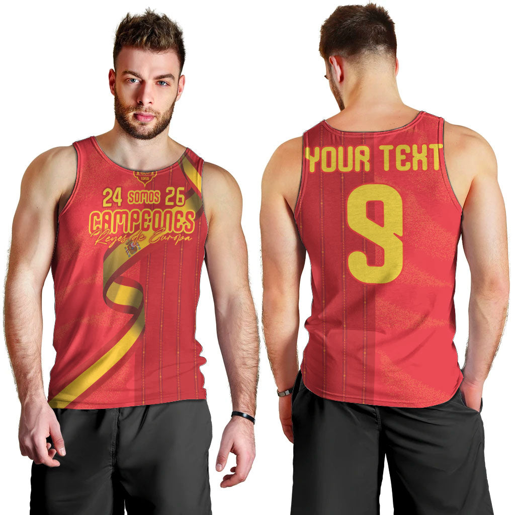 Custom Spain Football Men Tank Top World Champions and Kings of Europe