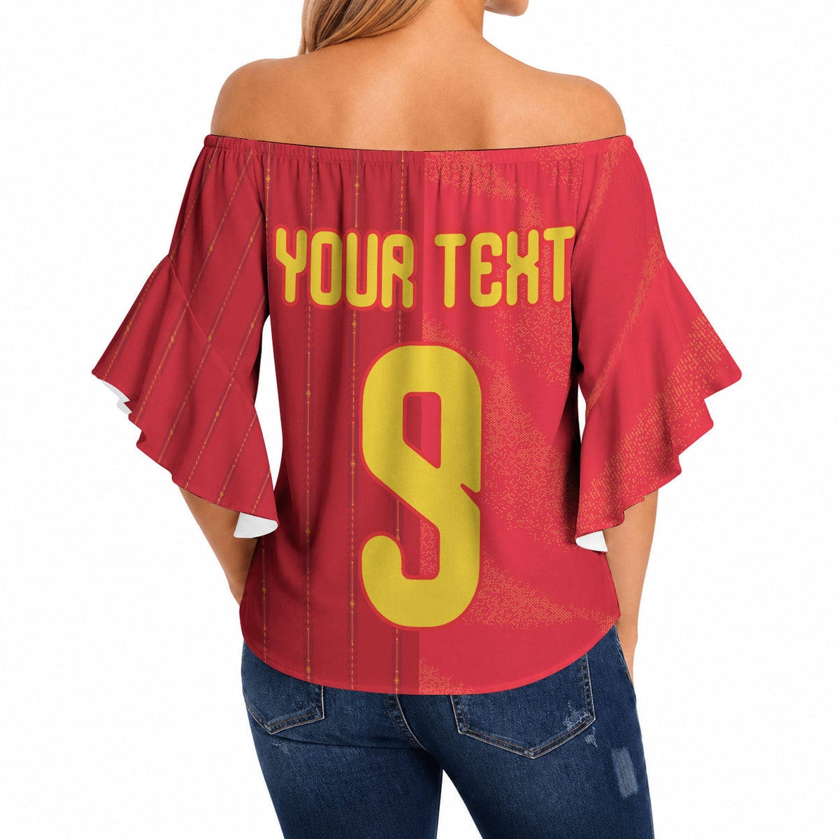 Custom Spain Football Off Shoulder Wrap Waist Top World Champions and Kings of Europe