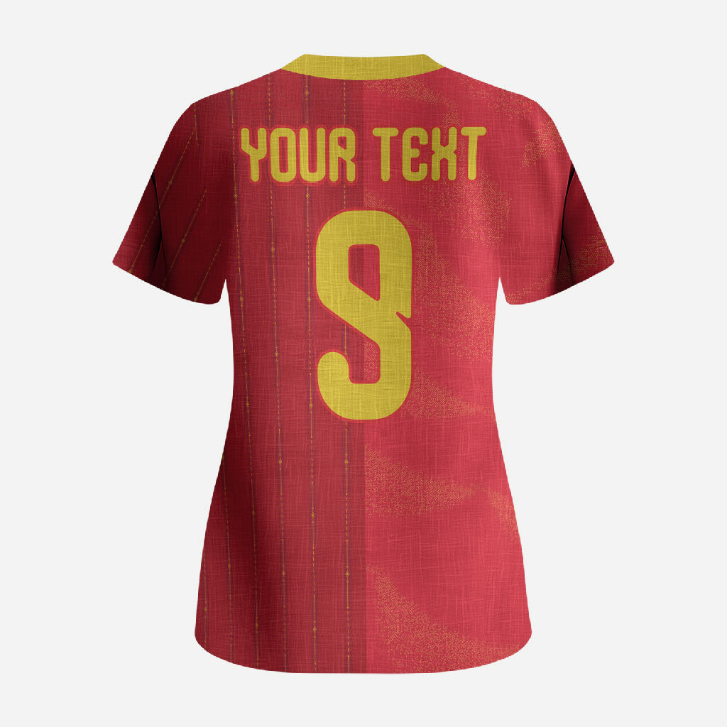 Custom Spain Football Scrub Top World Champions and Kings of Europe