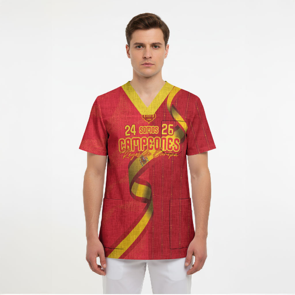 Custom Spain Football Scrub Top World Champions and Kings of Europe