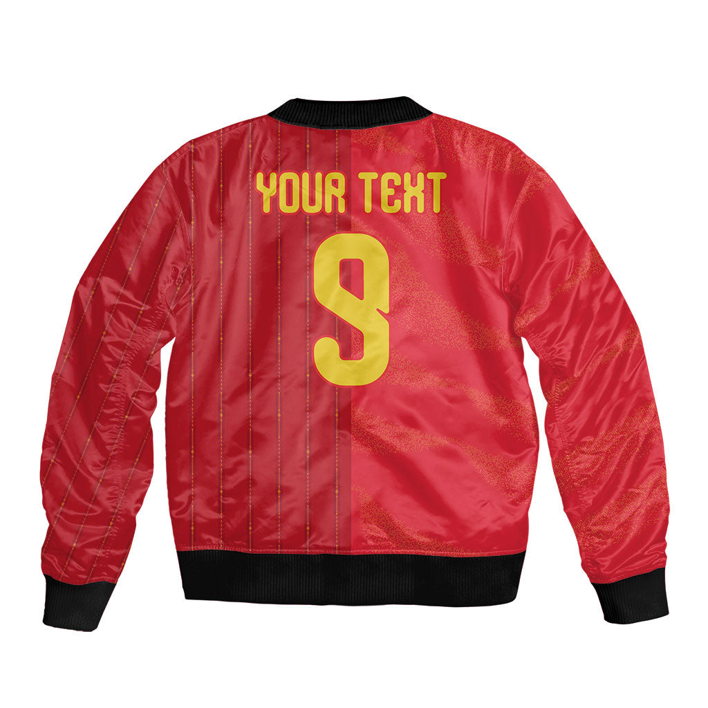 Custom Spain Football Sleeve Zip Bomber Jacket World Champions and Kings of Europe