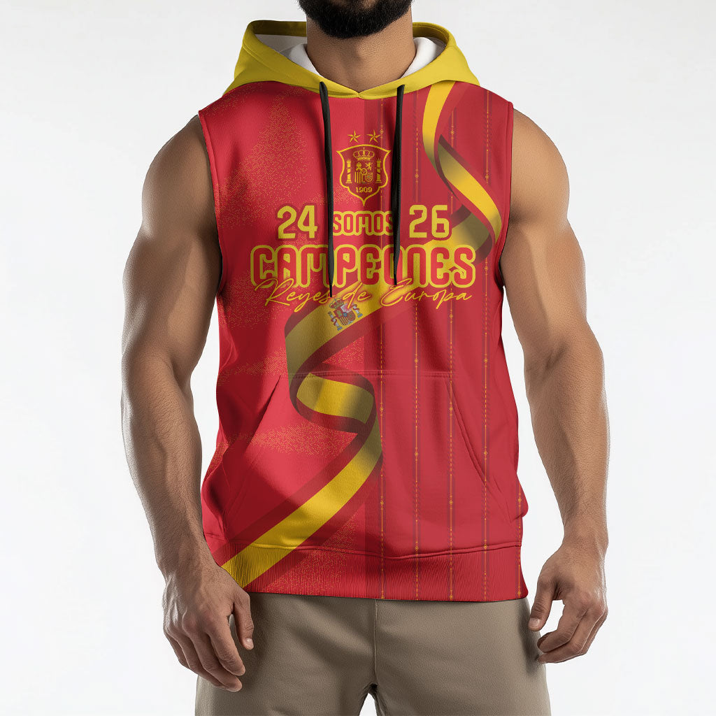 Custom Spain Football Sleeveless Hoodie World Champions and Kings of Europe