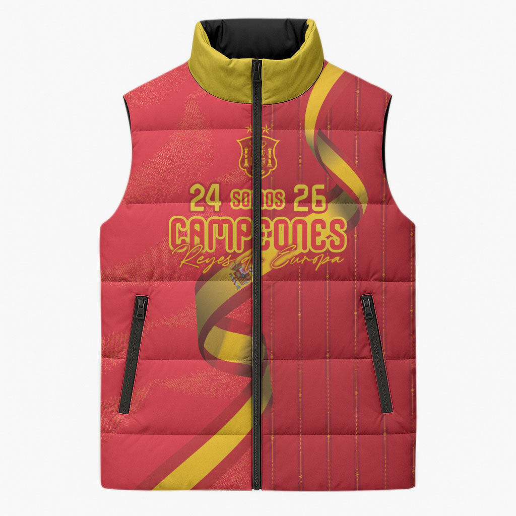 Custom Spain Football Sleeveless Puffer Jacket World Champions and Kings of Europe