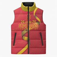 Custom Spain Football Sleeveless Puffer Jacket World Champions and Kings of Europe