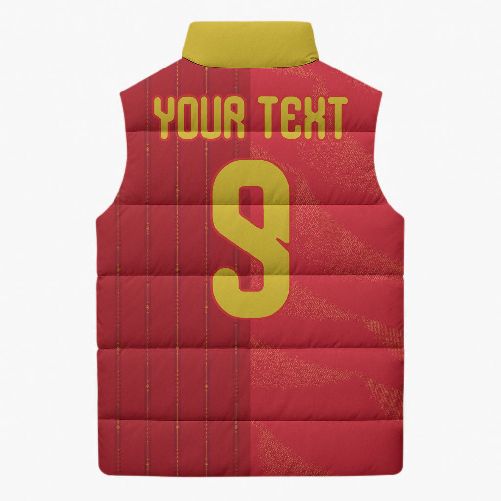Custom Spain Football Sleeveless Puffer Jacket World Champions and Kings of Europe