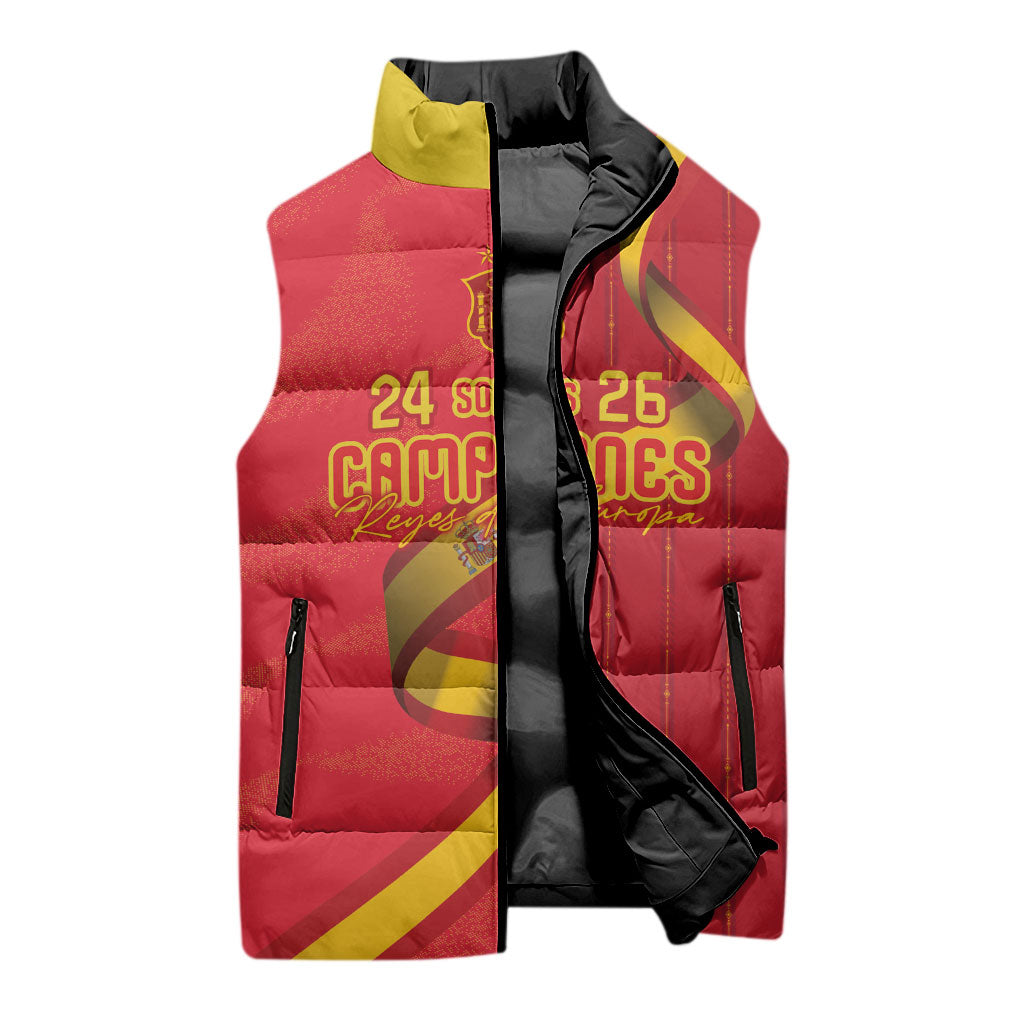 Custom Spain Football Sleeveless Puffer Jacket World Champions and Kings of Europe