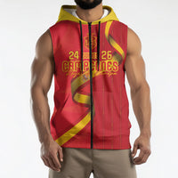 Custom Spain Football Sleeveless Zip Hoodie World Champions and Kings of Europe