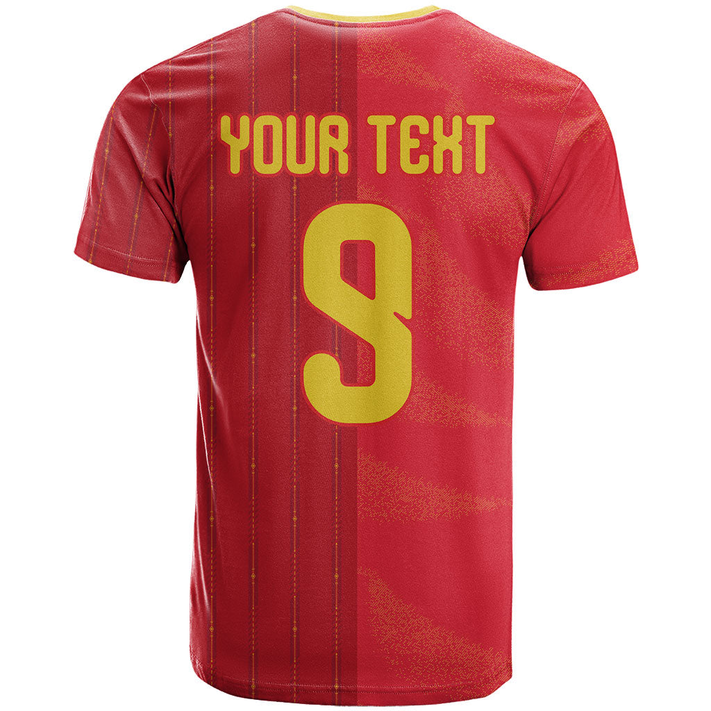 Custom Spain Football T Shirt World Champions and Kings of Europe