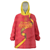 Custom Spain Football Wearable Blanket Hoodie World Champions and Kings of Europe