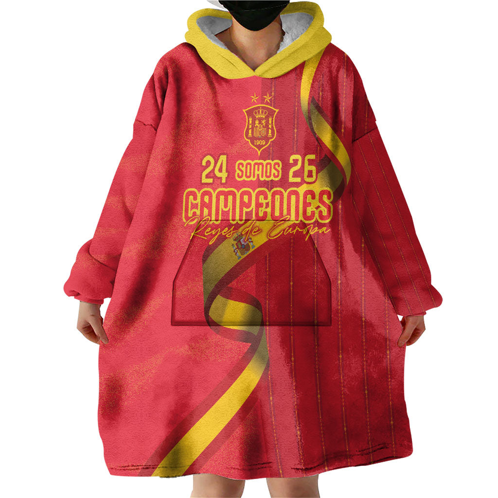 Custom Spain Football Wearable Blanket Hoodie World Champions and Kings of Europe