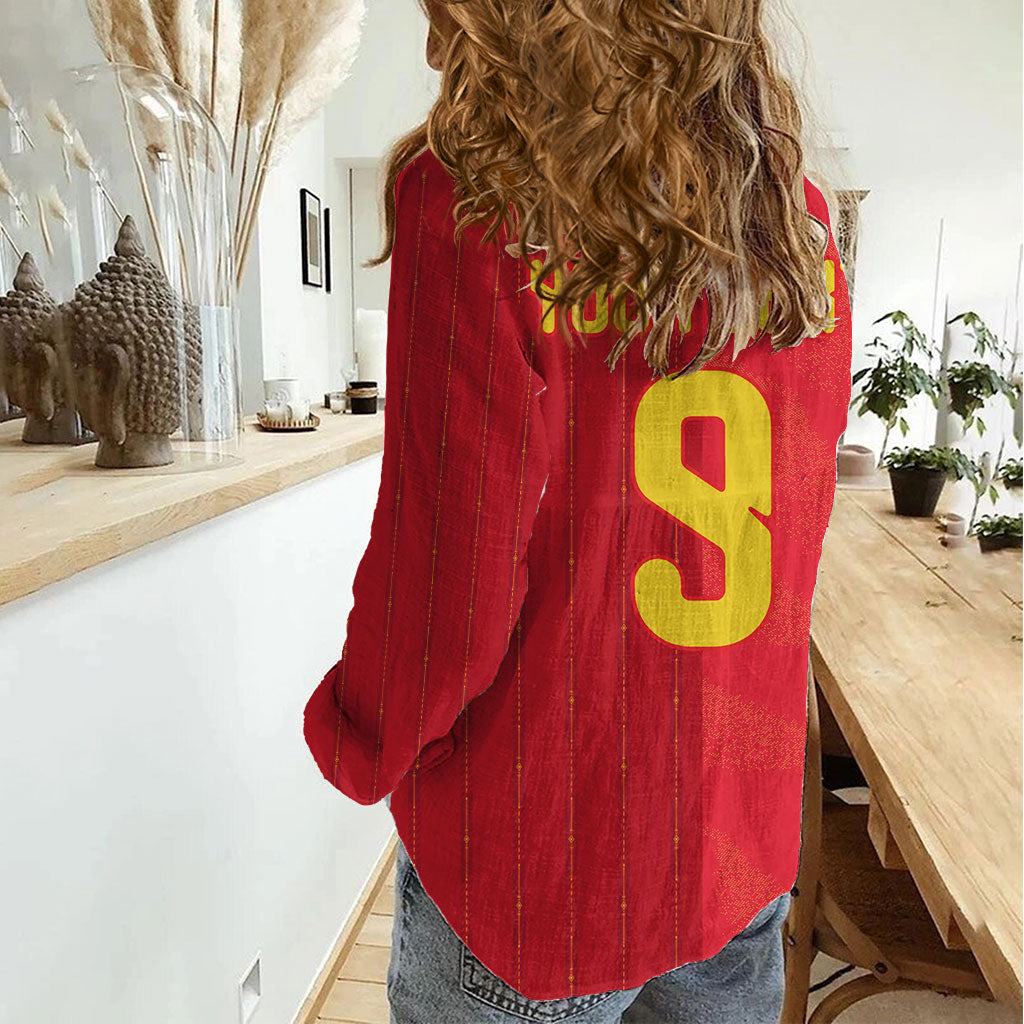 Custom Spain Football Women Casual Shirt World Champions and Kings of Europe