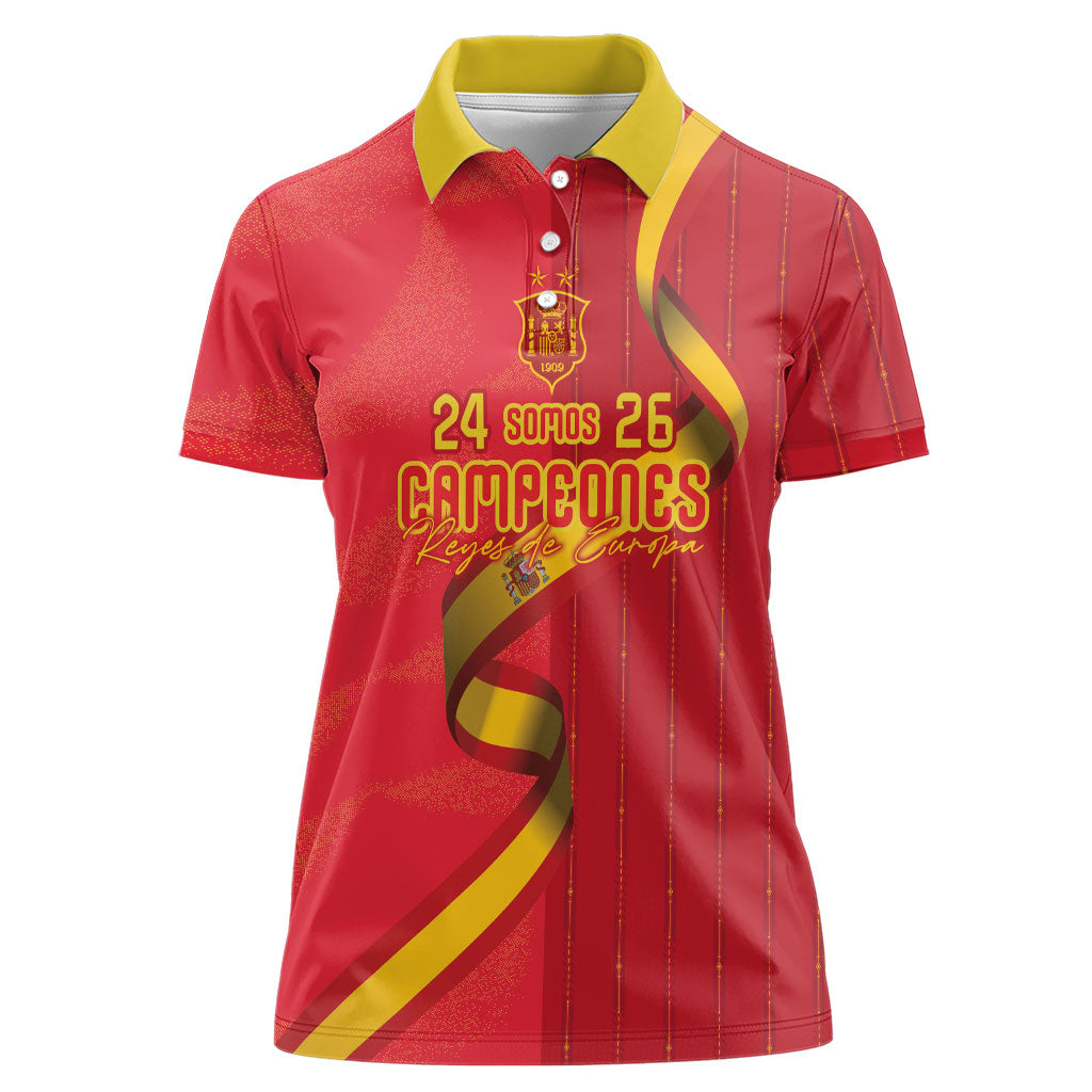 Custom Spain Football Women Polo Shirt World Champions and Kings of Europe