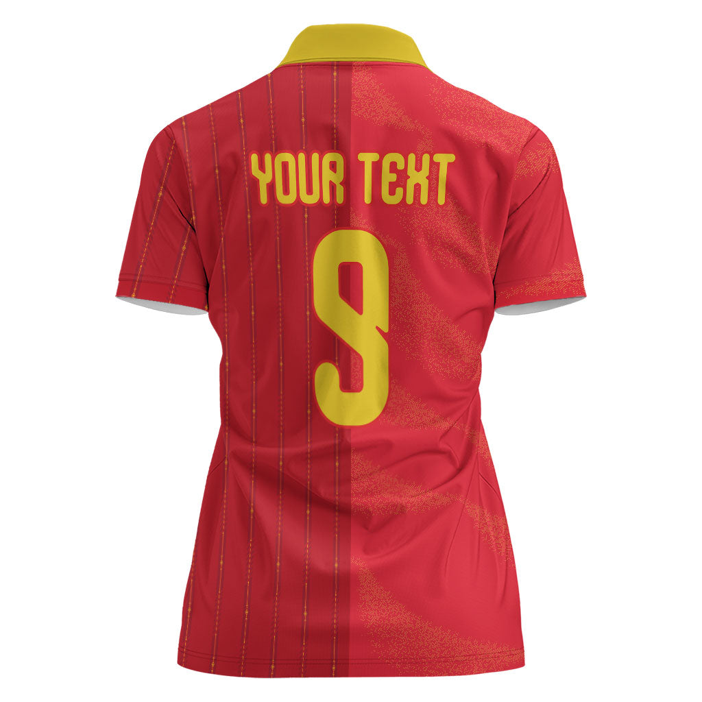 Custom Spain Football Women Polo Shirt World Champions and Kings of Europe