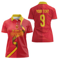 Custom Spain Football Women Polo Shirt World Champions and Kings of Europe