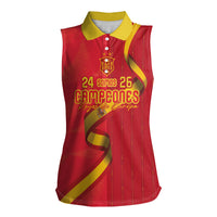 Custom Spain Football Women Sleeveless Polo Shirt World Champions and Kings of Europe