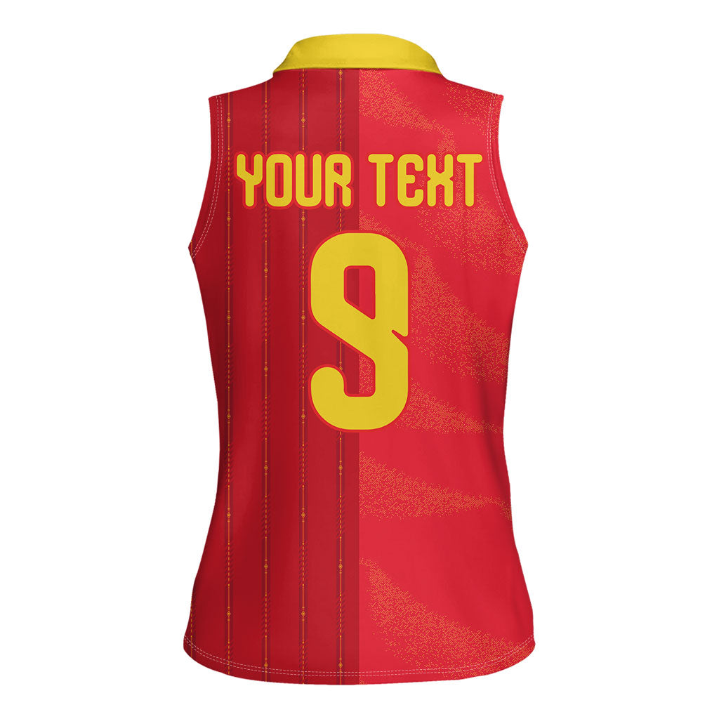 Custom Spain Football Women Sleeveless Polo Shirt World Champions and Kings of Europe