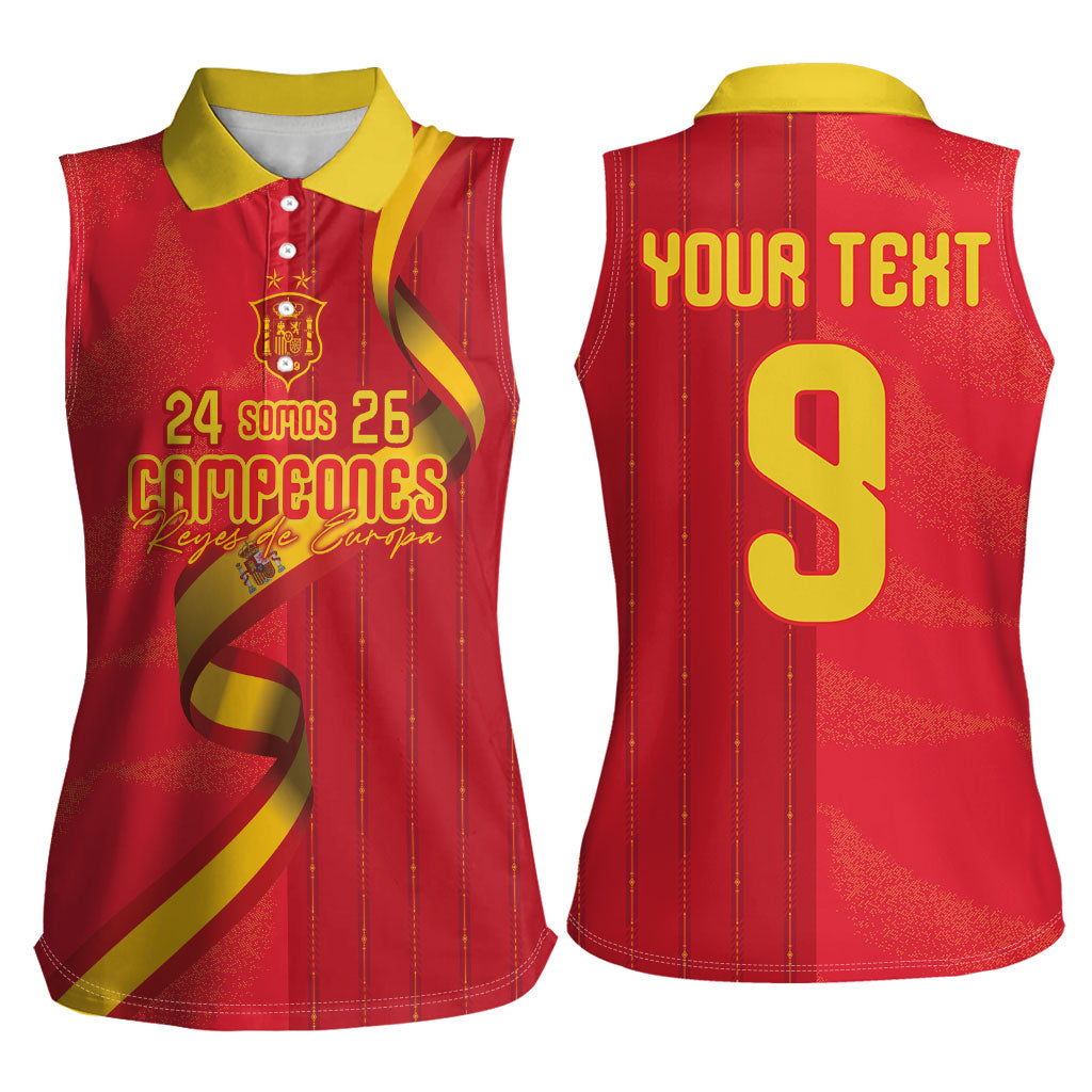Custom Spain Football Women Sleeveless Polo Shirt World Champions and Kings of Europe