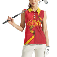 Custom Spain Football Women Sleeveless Polo Shirt World Champions and Kings of Europe