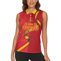 Custom Spain Football Women Sleeveless Polo Shirt World Champions and Kings of Europe