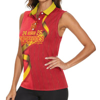 Custom Spain Football Women Sleeveless Polo Shirt World Champions and Kings of Europe