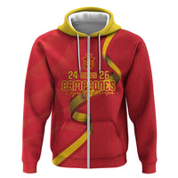 Custom Spain Football Zip Hoodie World Champions and Kings of Europe