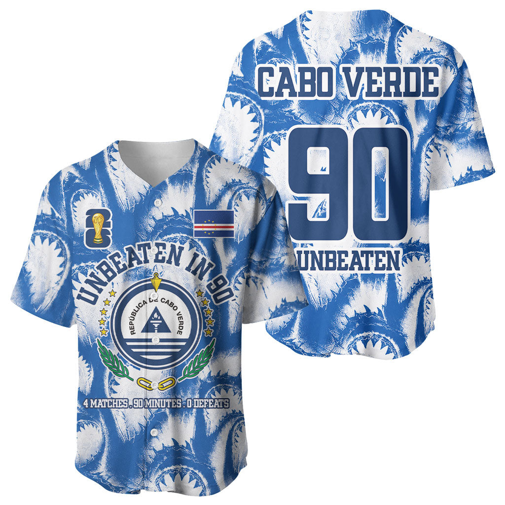 Cape Verde Football Baseball Jersey Blue Sharks - Unbeaten in 90 Minutes