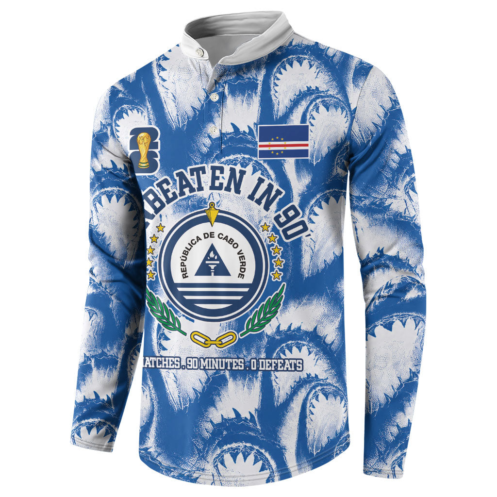 Cape Verde Football Button Sweatshirt Blue Sharks - Unbeaten in 90 Minutes