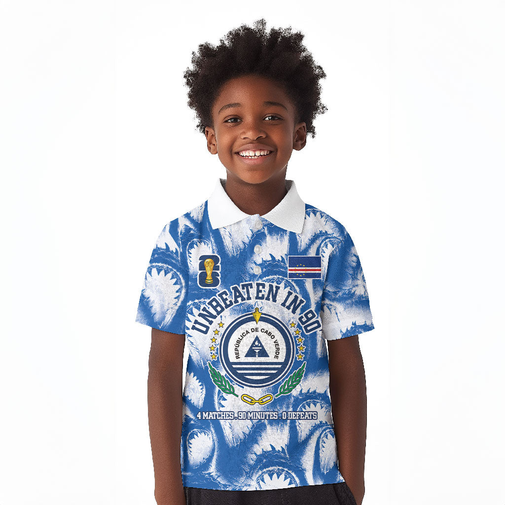 Cape Verde Football Kid Polo Shirt Blue Sharks - Unbeaten in 90 Minutes