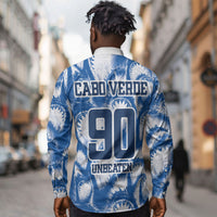 Cape Verde Football Long Sleeve Button Shirt Blue Sharks - Unbeaten in 90 Minutes