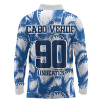 Cape Verde Football Long Sleeve Polo Shirt Blue Sharks - Unbeaten in 90 Minutes