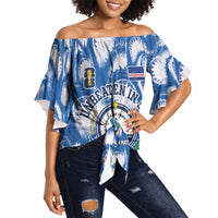 Cape Verde Football Off Shoulder Wrap Waist Top Blue Sharks - Unbeaten in 90 Minutes