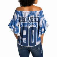 Cape Verde Football Off Shoulder Wrap Waist Top Blue Sharks - Unbeaten in 90 Minutes