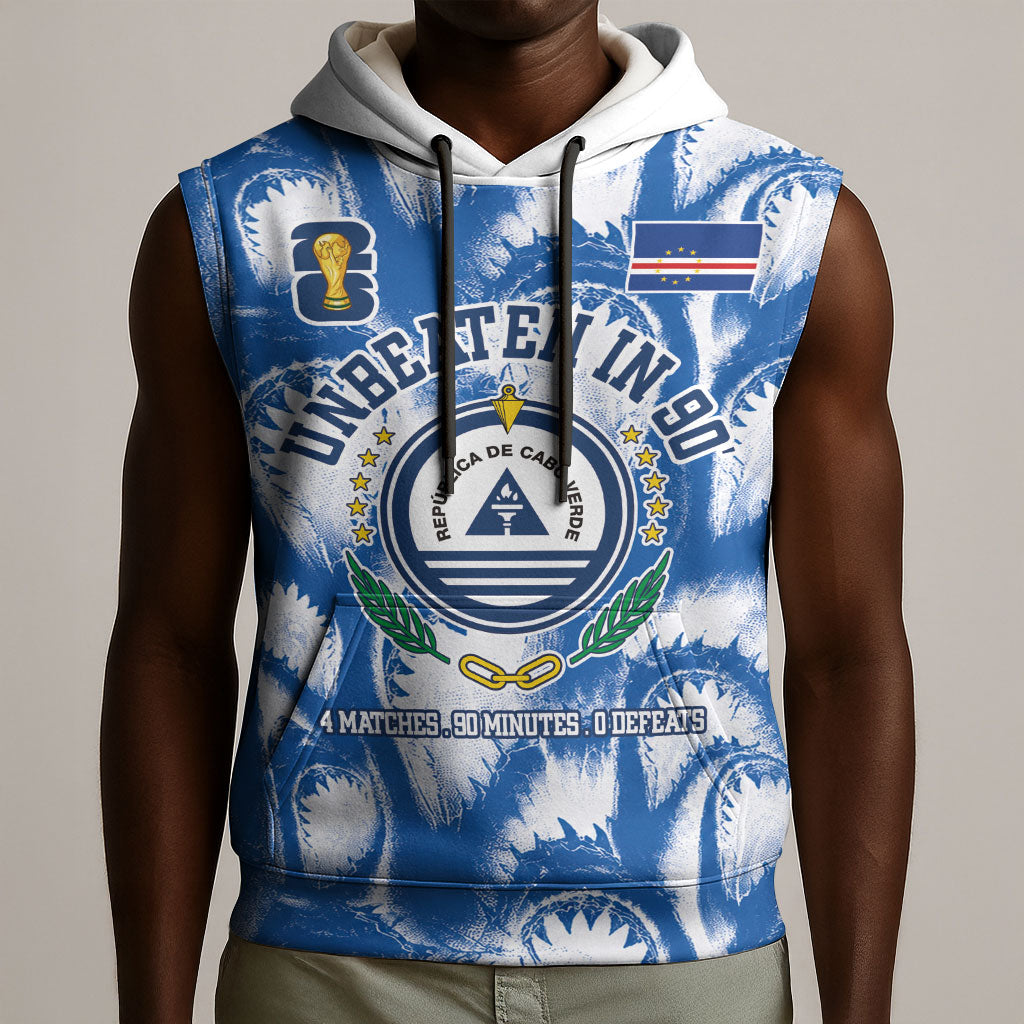 Cape Verde Football Sleeveless Hoodie Blue Sharks - Unbeaten in 90 Minutes